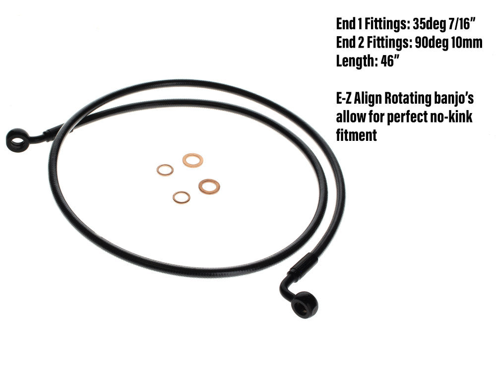 46in. E-Z Align Front Brake Line with 7/16in. x 35 Degree Banjo - Black Pearl.