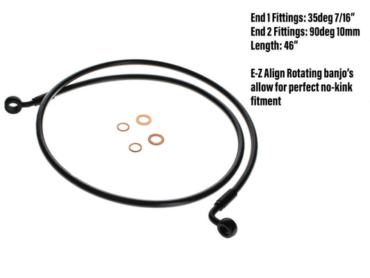 46in. E-Z Align Front Brake Line with 7/16in. x 35 Degree Banjo - Black Pearl.