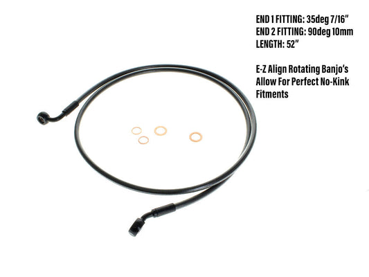 52in. E-Z Align Front Brake Line with 7/16in. x 35 Degree Banjo - Black Pearl.