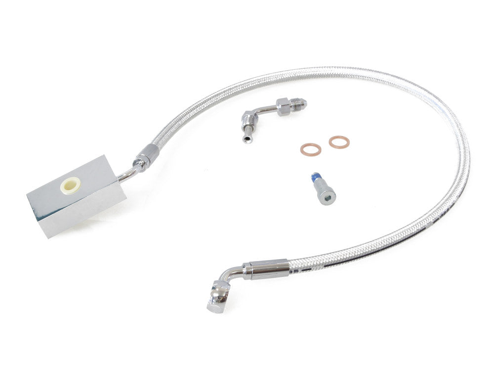 +6in. Length Lower Front Brake Line - Sterling Chromite. Fits Softail 2018up