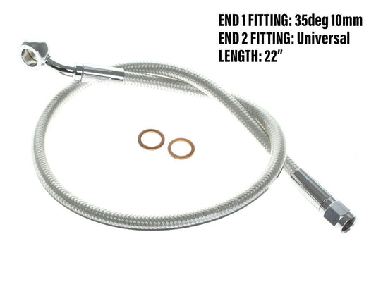 22in. Upper Front Brake Line with 10mm x 35 Degree Banjo - Sterling Chromite.