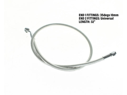 32in. Upper Front Brake Line with 10mm x 35 Degree Banjo - Sterling Chromite.