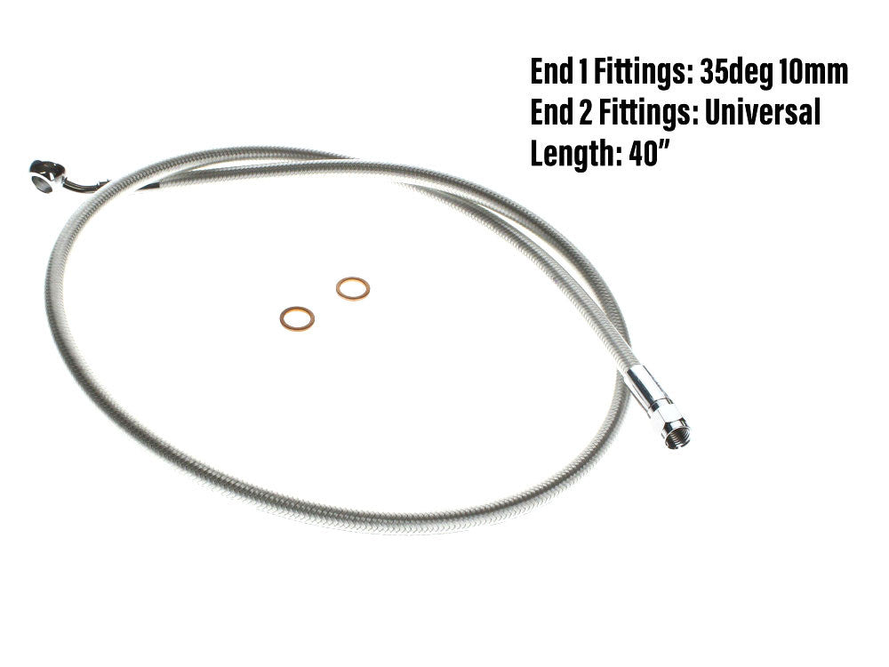 40in. Upper Front Brake Line with 10mm x 35 Degree Banjo - Sterling Chromite.