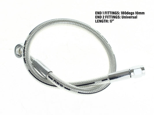 17in. Upper Front Brake Line with 10mm x 180 Degree Banjo - Sterling Chromite.
