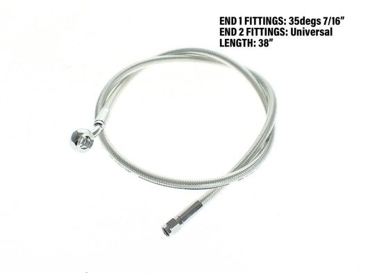 38in. Upper Front Brake Line with 7/16in. x 35 Degree Banjo - Sterling Chromite.