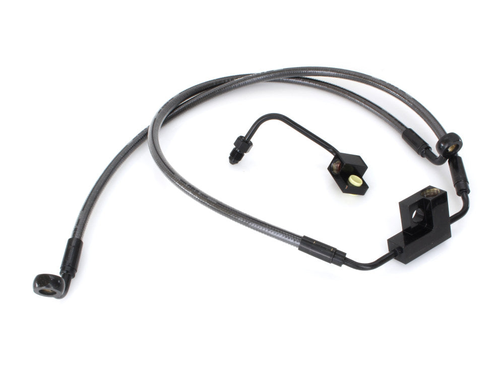 +2in. Over Length Lower Front Brake Line - Black Pearl. Fits Dyna Fat Bob 2012-2017 & Dyna Low Rider 2014-2017
