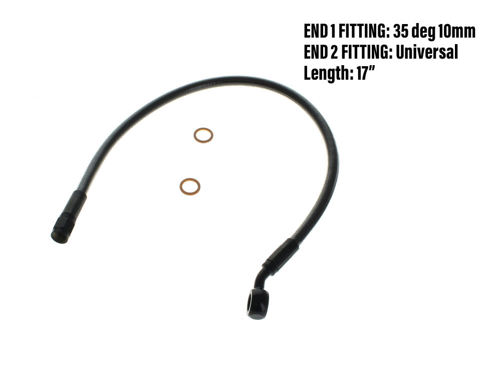 17in. Upper Front Brake Line with 10mm x 35 Degree Banjo - Black Pearl.