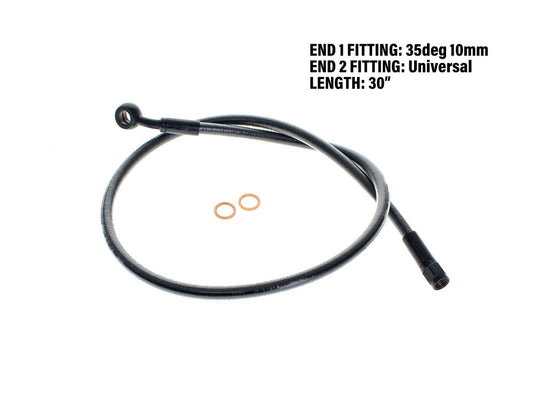 30in. Upper Front Brake Line with 10mm x 35 Degree Banjo - Black Pearl.