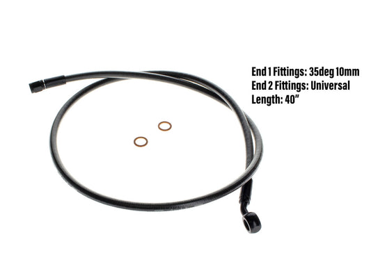 40in. Upper Front Brake Line with 10mm x 35 Degree Banjo - Black Pearl.