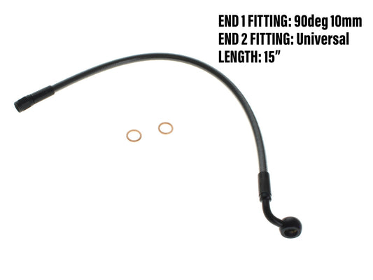 15in. Upper Front Brake Line with 10mm x 90 Degree Banjo - Black Pearl.