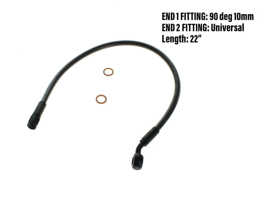 22in. Upper Front Brake Line with 10mm x 90 Degree Banjo - Black Pearl.