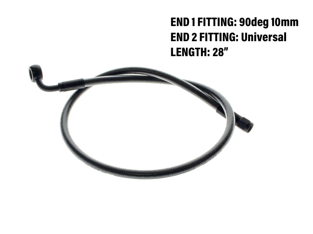 28in. Upper Front Brake Line with 10mm x 90 Degree Banjo - Black Pearl.