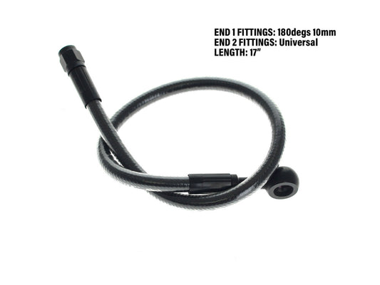 17in. Upper Front Brake Line with 10mm x 180 Degree Banjo - Black Pearl.