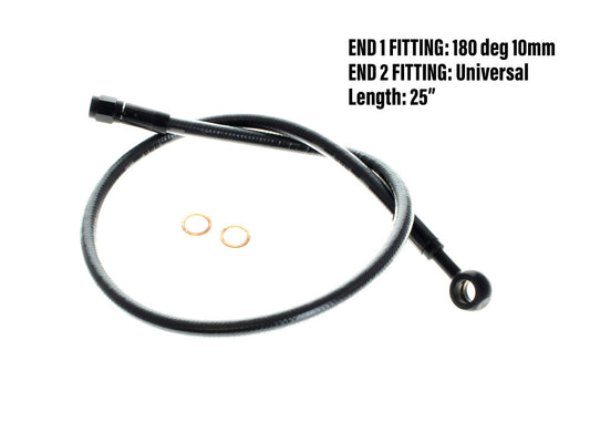 25in. Upper Front Brake Line with 10mm x 180 Degree Banjo - Black Pearl.