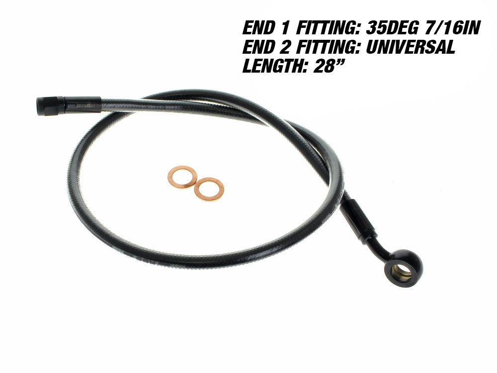 28in. Upper Front Brake Line with 7/16in. x 35 Degree Banjo - Black Pearl.