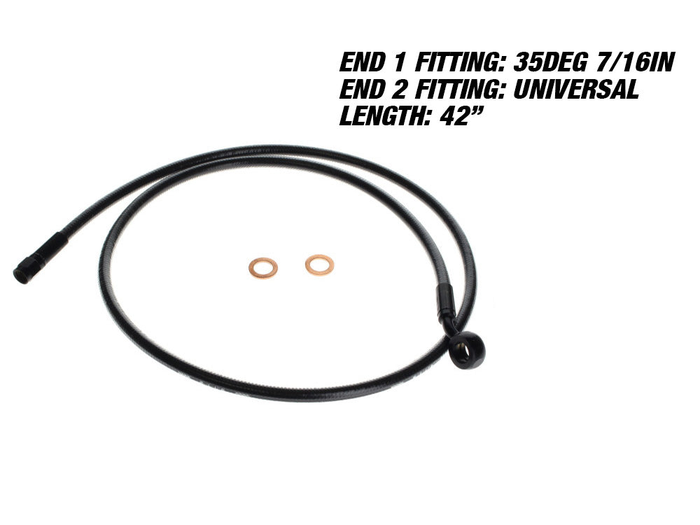 42in. Upper Front Brake Line with 7/16in. x 35 Degree Banjo - Black Pearl.