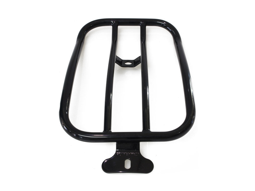 Solo Seat Luggage Rack - Gloss Black. Fits FX Softail 2007-2015 & Cross Bones 2008-2011