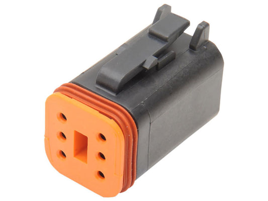 6-Wire Deutsch Plug with Wedgelock - Black.