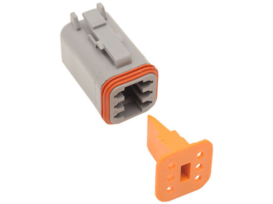 6-Wire Deutsch Plug with Wedgelock - Grey.