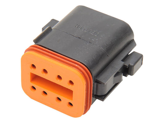 8-Wire Deutsch Plug with Wedgelock - Black.