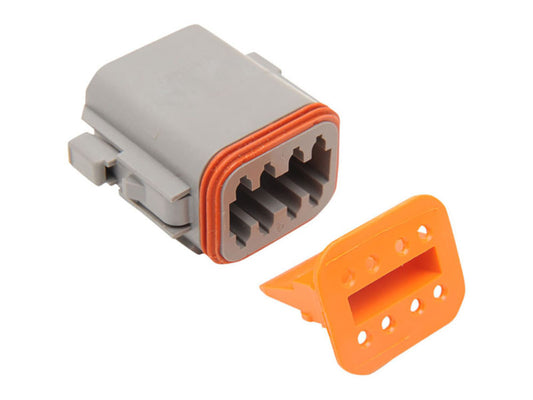 8-Wire Deutsch Plug with Wedgelock - Grey.