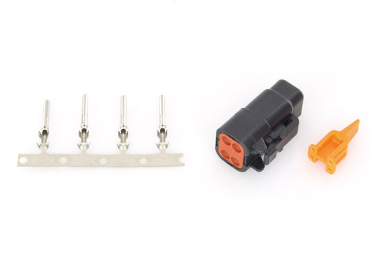 DTM 4-Position Deutsch Plug with (4) Stamped Terminals & Wedgelock - Black.