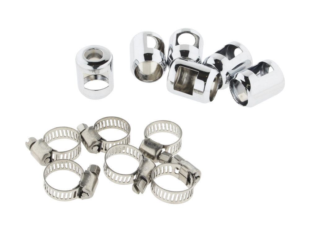 1/4in. & 5/16in. Hose Clamp Ends - Chrome. Pack of 6