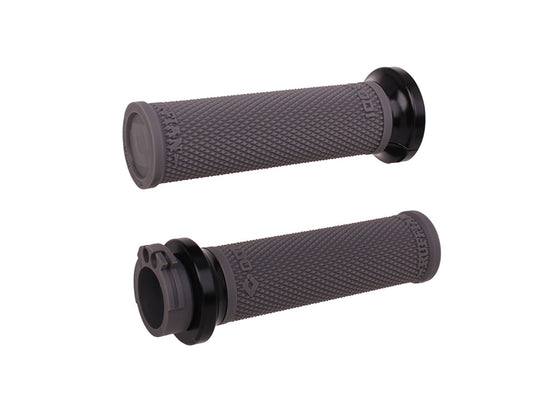 Ruffian Lock-On Handgrips - Graphite/Black. Fits H-D with Throttle Cable.