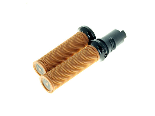 Ruffian Lock-On Handgrips - Gum Rubber/Black. Fits CVO Touring 2023up, Street Glide & Road Glide 2024up, Touring 2025up & Softail 2025up