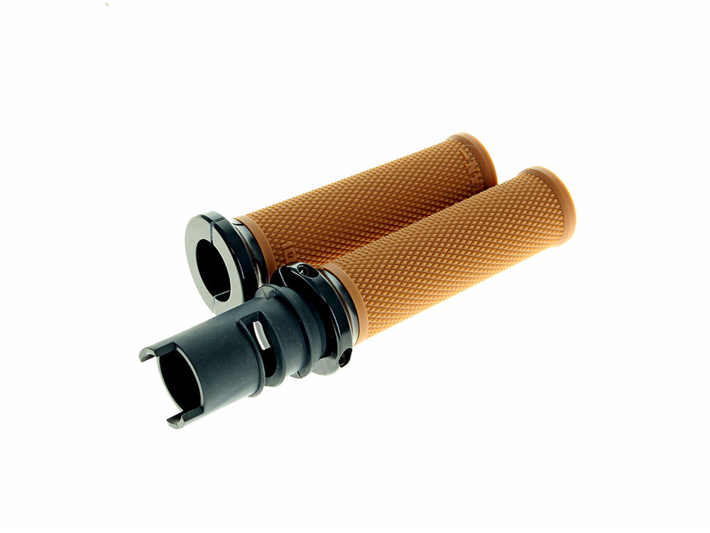Ruffian Lock-On Handgrips - Gum Rubber/Black. Fits CVO Touring 2023up, Street Glide & Road Glide 2024up, Touring 2025up & Softail 2025up