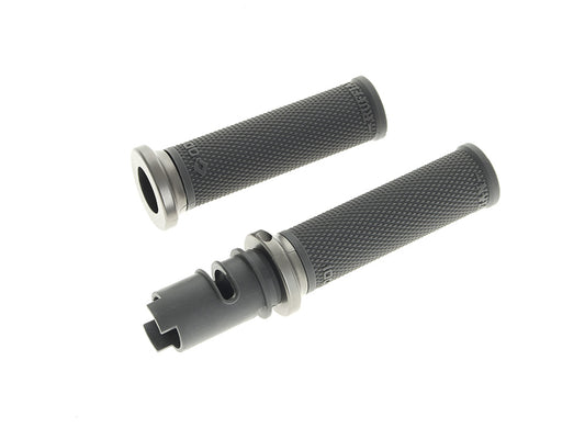 Ruffian Lock-On Handgrips - Graphite/Gun Metal. Fits CVO Touring 2023up, Street Glide & Road Glide 2024up, Touring 2025up & Softail 2025up