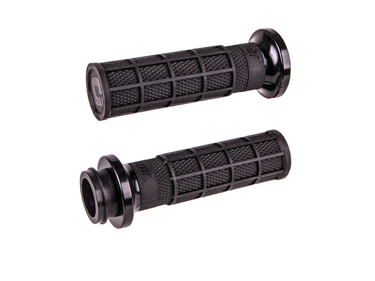Hart-Luck Full Waffle Lock-On Handgrips - Black. Fits Big Twin 2008-2024 with Throttle-by-Wire