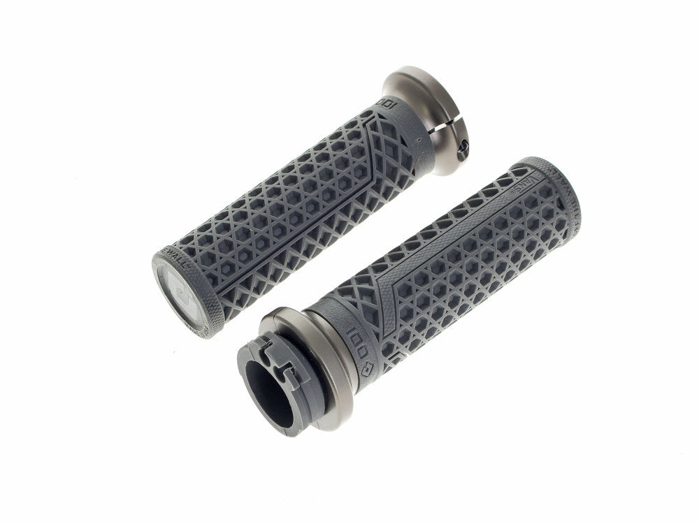 Vans Signature Lock-On Handgrips - Graphite/Gun Metal. Fits H-D with Throttle Cable.