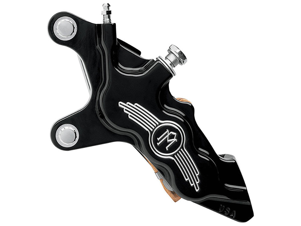 Left Hand Front 6 Piston Caliper - Black Contrast Cut. Fits most Big Twin 1984-1999 & Sportster 1984-1999 Models with 11.5in. Disc Rotor.
