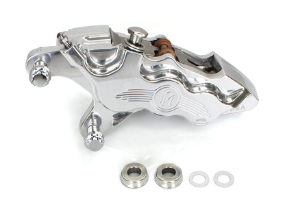 Left Hand Front 6 Piston Caliper - Polished. Fits Softail 2000-2014, Dyna 2000-2017, Touring 2000-2007 & Sportster 2000-2007.