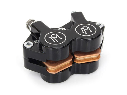 Right Hand Front 4 Piston Caliper - Black Contrast Cut. Fits FXSTS Springer Softail.