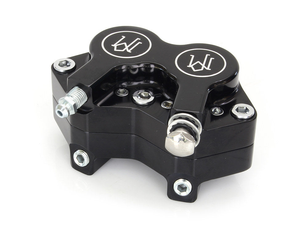 Right Hand Front 4 Piston Caliper - Black Contrast Cut. Fits FXSTS Springer Softail.