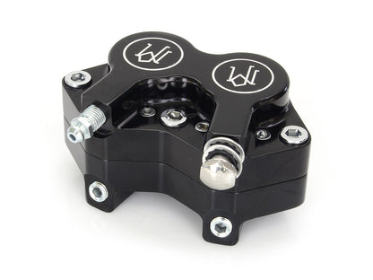 Right Hand Front 4 Piston Caliper - Black Contrast Cut. Fits FXSTS Springer Softail.