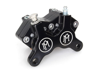 Universal 4 Piston Caliper - Black Contrast Cut. Fits H-D with 11.5in. Disc Rotor.