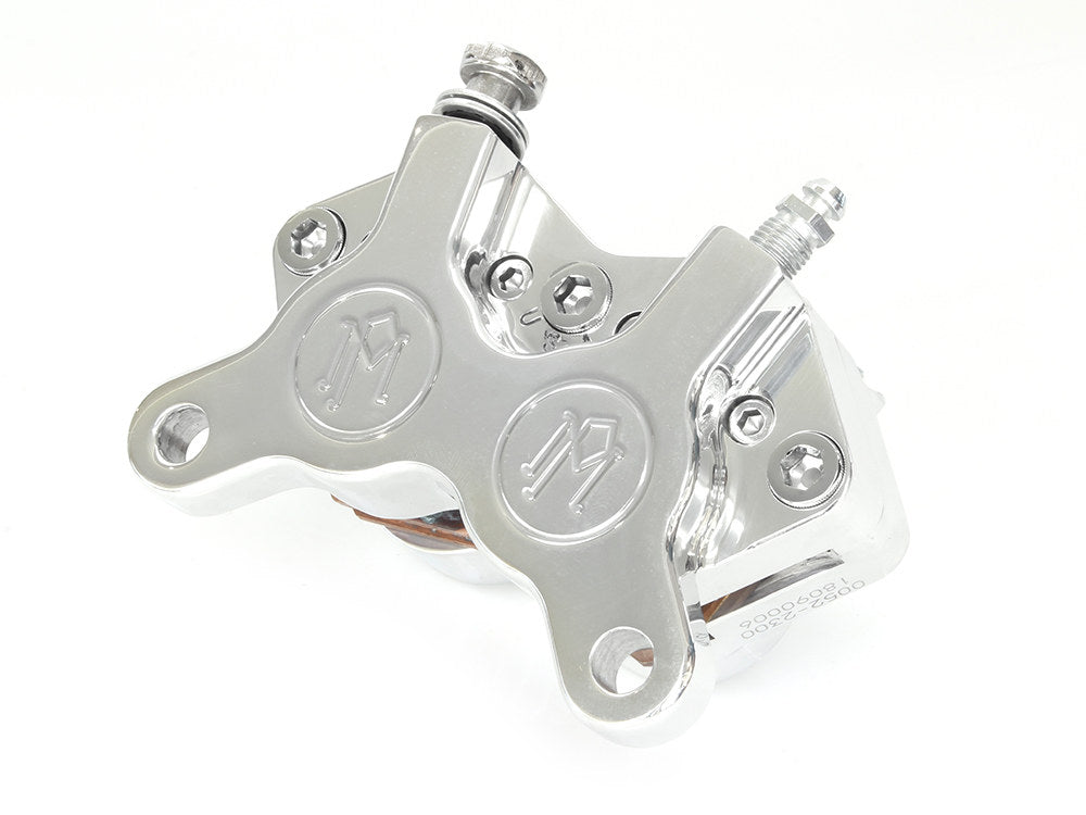 Universal 4 Piston Caliper - Polished. Fits H-D with 11.5in. Disc Rotor.