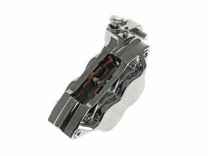 Left Hand Front 4 Piston Caliper - Chrome. Fits Softail 2015up, V-Rod 2006-2017, Touring 2008up & Sportster 2014-2021