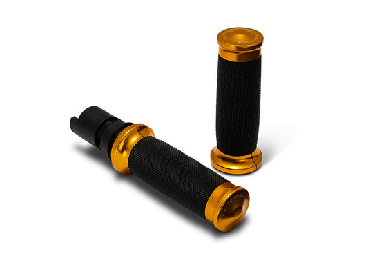 Contour Handgrips - Gold. Fits CVO Touring 2023up, Street Glide & Road Glide 2024up, Touring 2025up & Softail 2025up