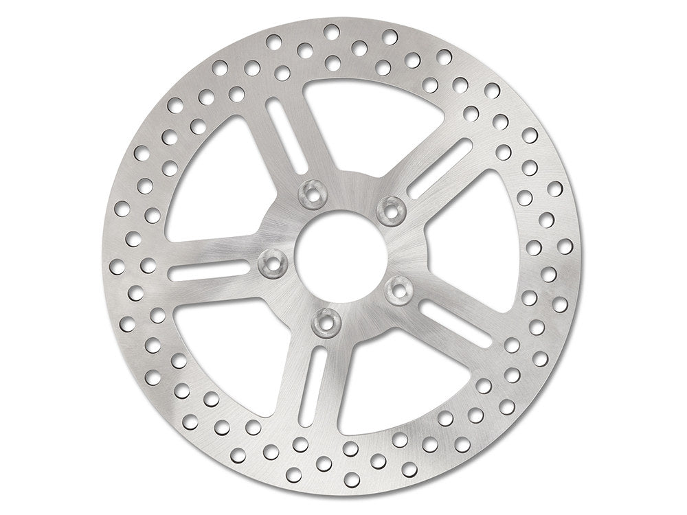 11.8in. Front Classic 5 Spoke Stainless Steel Disc Rotor. Fits Softail 2015up, Touring 2008-2023, Dyna 2006-2017 & Sportster 2014-2021