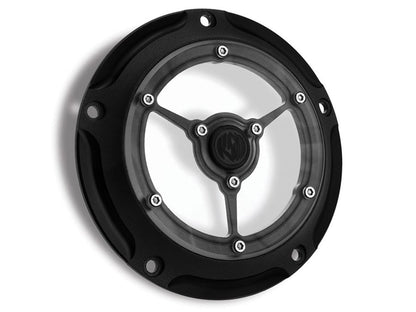 Clarity Derby Cover - Black Ops. Fits Softail 1999-2018, Dyna 1999-2017 & Touring 1999-2015.
