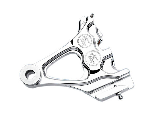 Right Hand Rear Integrated 4 Piston Caliper & Mounting Bracket - Chrome. Fits Softail 2000-2007.