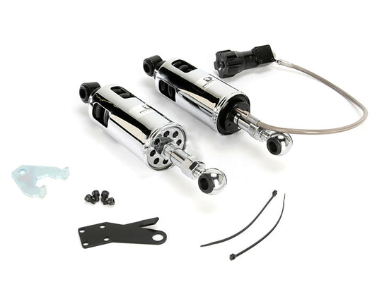 422 Series, Standard Spring Rate Rear Shock Absorbers with Remote Adjustable Preload - Chrome. Fits Softail 1989-1999.
