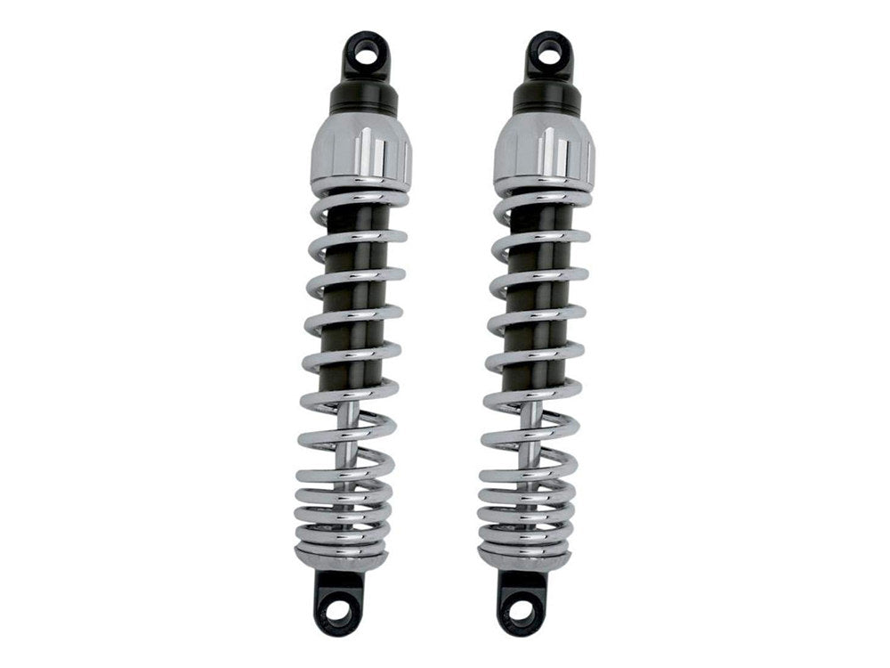 444 Series, 12in. Standard Spring Rate Rear Shock Absorbers - Chrome. Fits Dyna 1991-2017.