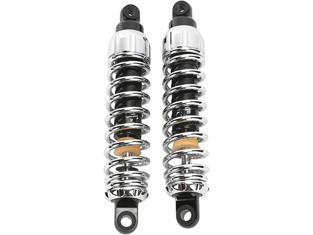 444 Series, 12.5in. Standard Spring Rate Rear Shock Absorbers - Chrome. Fits Dyna 1991-2017.