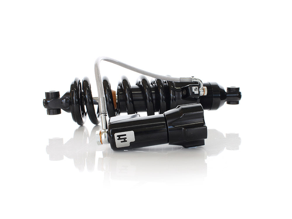 465 Series, 12.2in. Rear Shock Absorber with Remote Adjustable Preload & Standard Spring Rate - Black. Fits Softail 2018up.