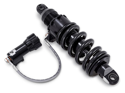 465 Series, 12.6in. Rear Shock Absorber with Remote Adjustable Preload & Heavy Duty Spring Rate - Black. Fits Softail 2018up.